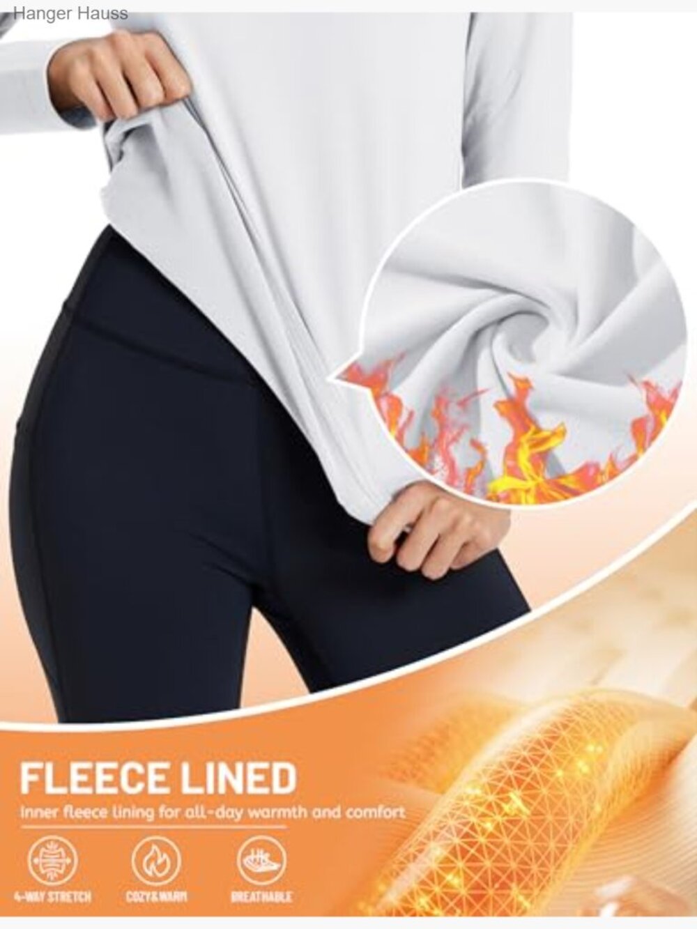 Long Sleeve Thermal Mock Turtleneck Fleece Base Layer Athletic Top - Picture 3 of 7